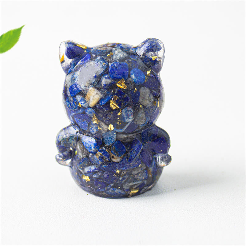 Buddha Stones, lindo gato, lazurita, lapislázuli, amatista, obsidiana negra, aguamarina, cristal de resina, decoración positiva para el hogar. - image 3