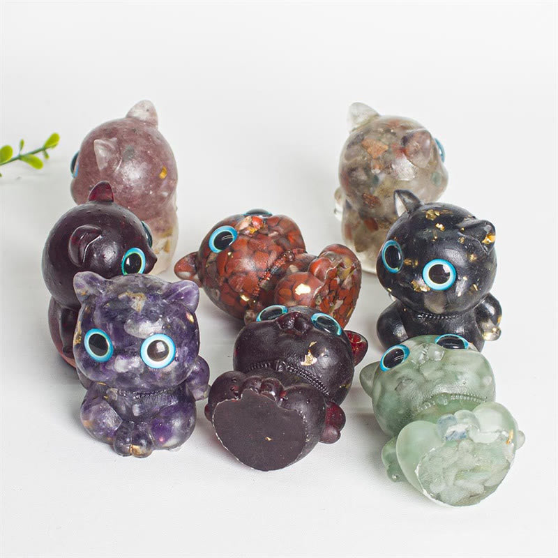 Buddha Stones, lindo gato, lazurita, lapislázuli, amatista, obsidiana negra, aguamarina, cristal de resina, decoración positiva para el hogar. - image 17