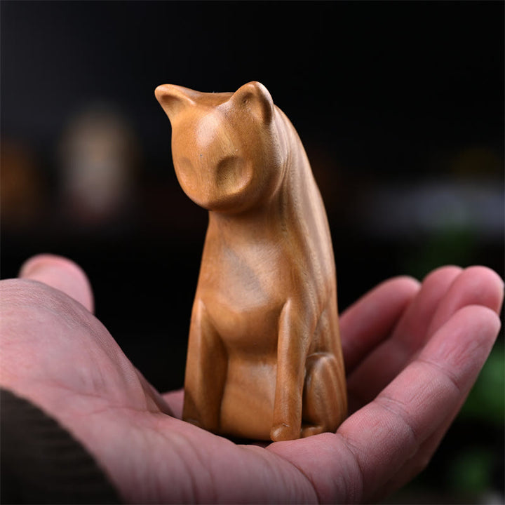 Buddha Stones, Gato Pequeño, Ratón, Sándalo Verde, Palosanto Rojo Africano, Paz, Decoración del Hogar - Gato de sándalo verde 9*4*4cm - image 6