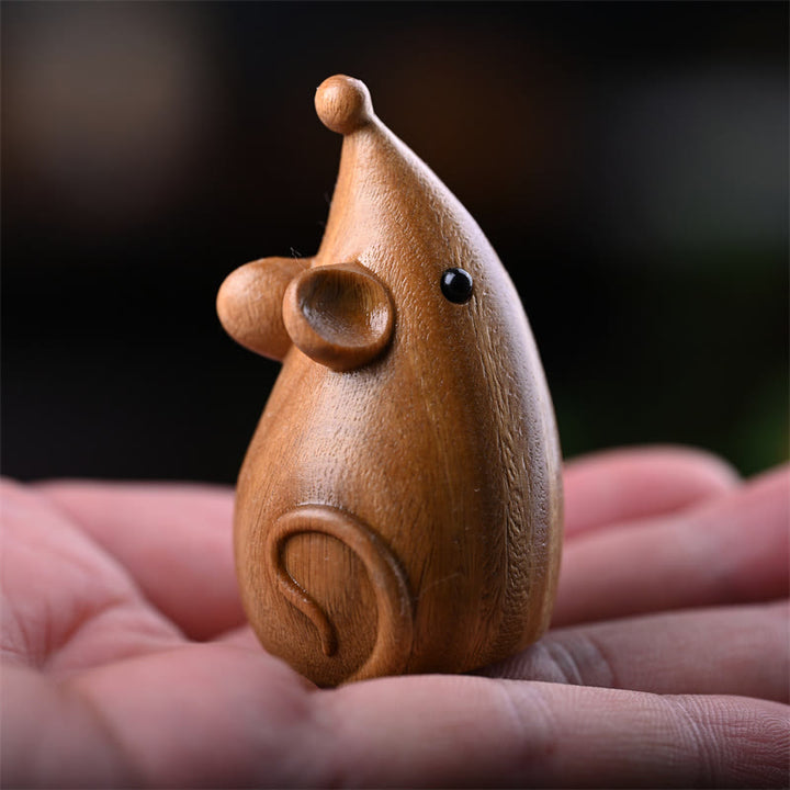 Buddha Stones, Gato Pequeño, Ratón, Sándalo Verde, Palosanto Rojo Africano, Paz, Decoración del Hogar - Ratón de sándalo verde 5,5 x 3,1 x 3 cm - image 13