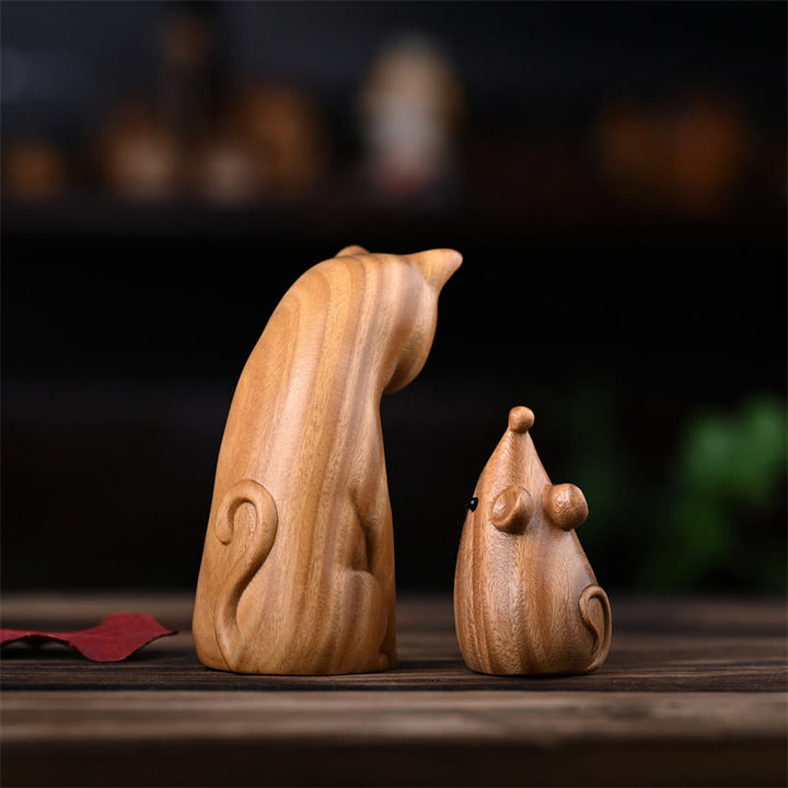 Buddha Stones, Gato Pequeño, Ratón, Sándalo Verde, Palosanto Rojo Africano, Paz, Decoración del Hogar - image 3