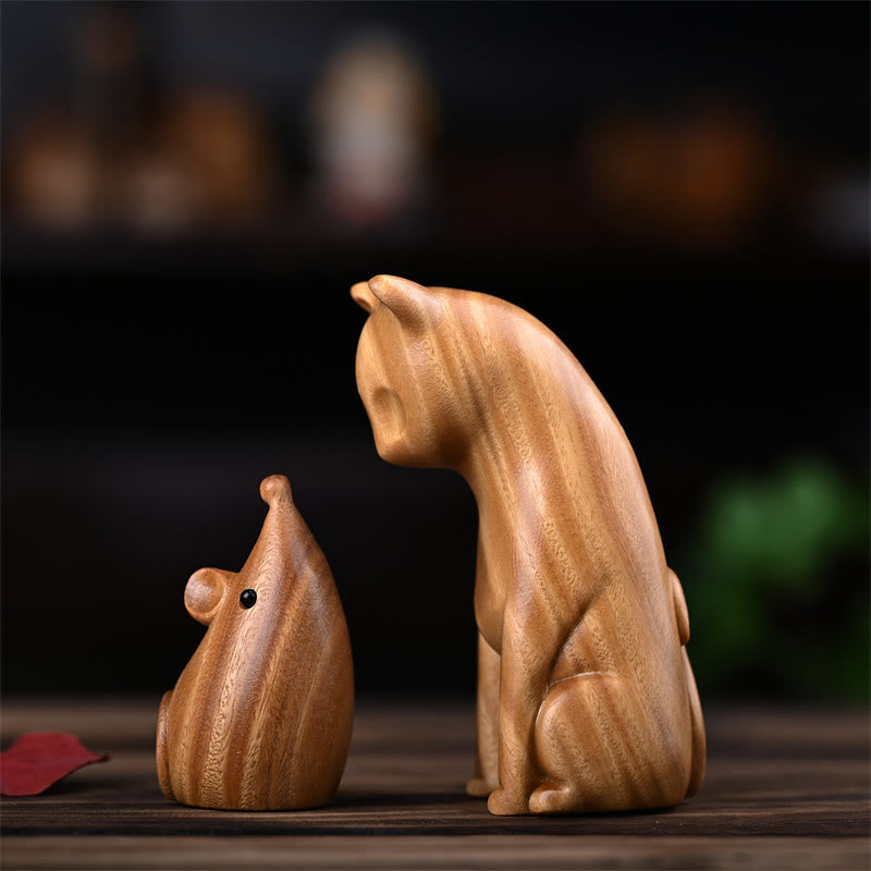 Buddha Stones, Gato Pequeño, Ratón, Sándalo Verde, Palosanto Rojo Africano, Paz, Decoración del Hogar - image 4
