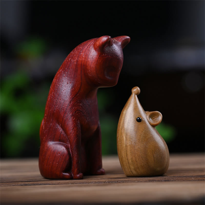Buddha Stones, Gato Pequeño, Ratón, Sándalo Verde, Palosanto Rojo Africano, Paz, Decoración del Hogar - image 23