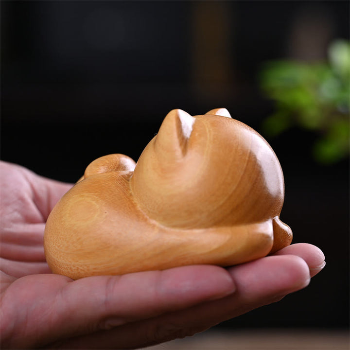 Buddha Stones, pequeño, lindo, gato durmiendo seguro, sándalo, curación, decoración del hogar - Gato durmiendo 9cm - image 12