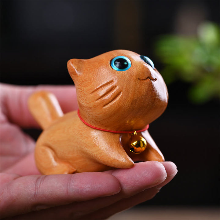 Buddha Stones, pequeño, lindo, gato durmiendo seguro, sándalo, curación, decoración del hogar - image 3
