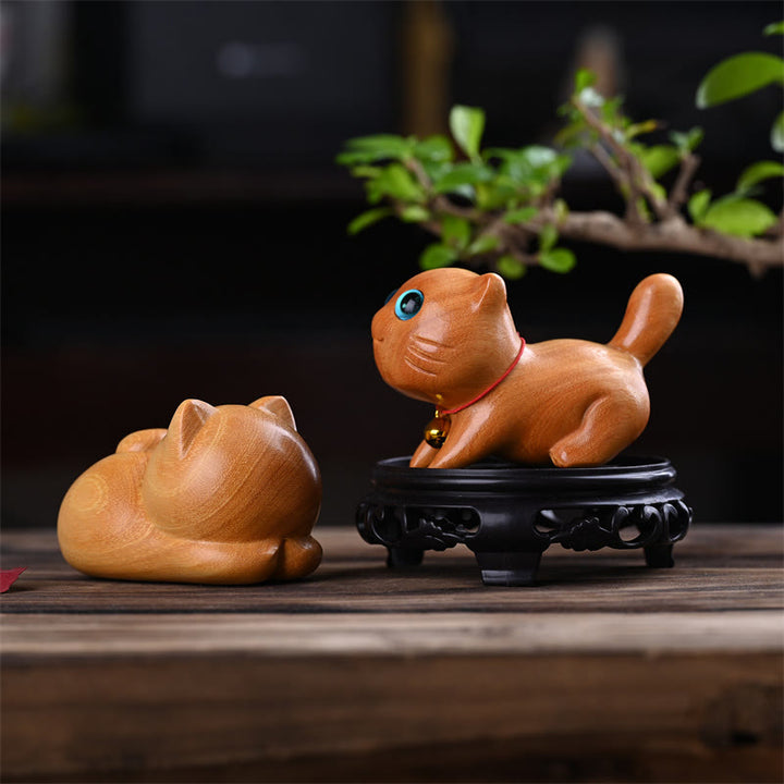 Buddha Stones, pequeño, lindo, gato durmiendo seguro, sándalo, curación, decoración del hogar - image 9