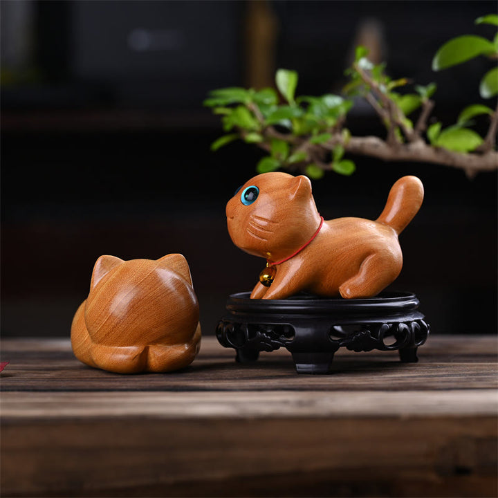 Buddha Stones, pequeño, lindo, gato durmiendo seguro, sándalo, curación, decoración del hogar - image 11