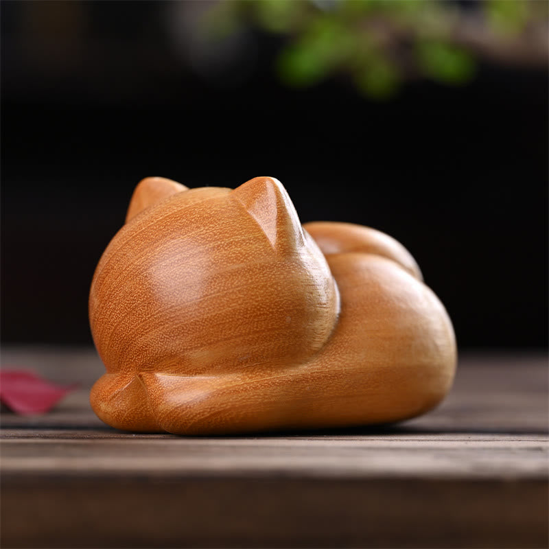 Buddha Stones, pequeño, lindo, gato durmiendo seguro, sándalo, curación, decoración del hogar - image 14