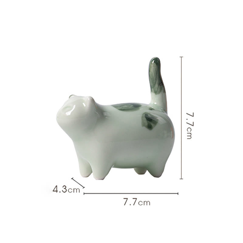 Figura decorativa de cerámica con forma de gato durmiendo de pie, con Buddha Stones y un adorable gatito de la suerte. - image 11