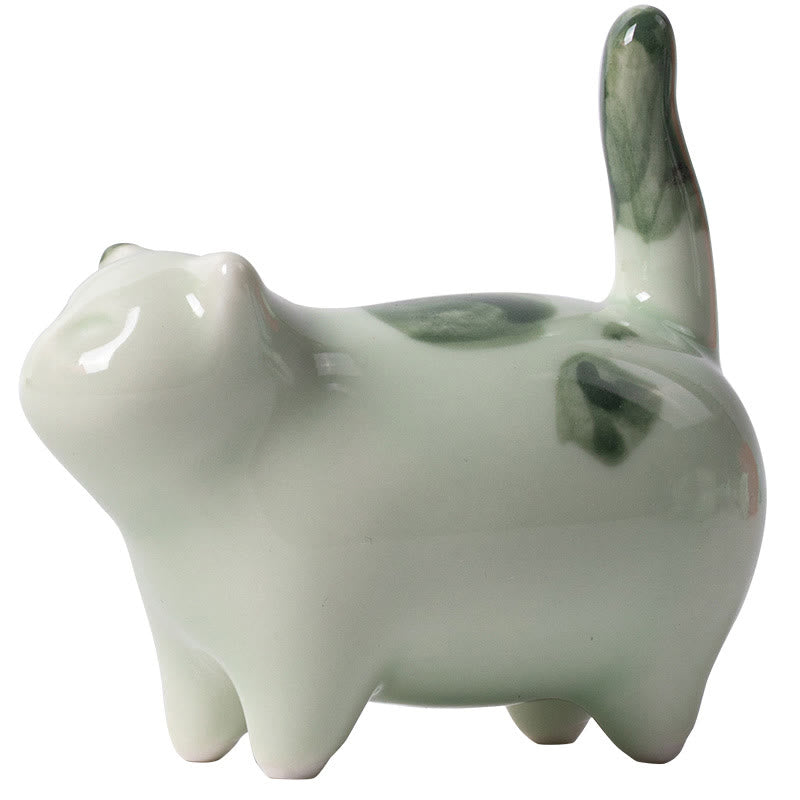 Figura decorativa de cerámica con forma de gato durmiendo de pie, con Buddha Stones y un adorable gatito de la suerte. - image 12