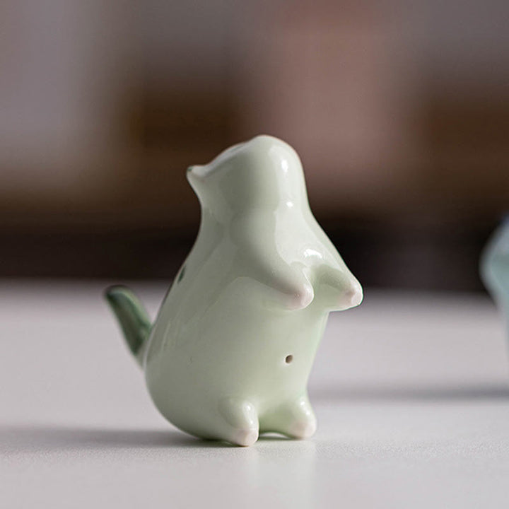 Figura decorativa de cerámica con forma de gato durmiendo de pie, con Buddha Stones y un adorable gatito de la suerte. - image 3