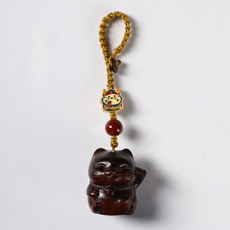 Buddha Stones, hoja pequeña, sándalo rojo, sándalo verde, sándalo, gato de la suerte, llavero protector, adorno colgante para teléfono. - image 3