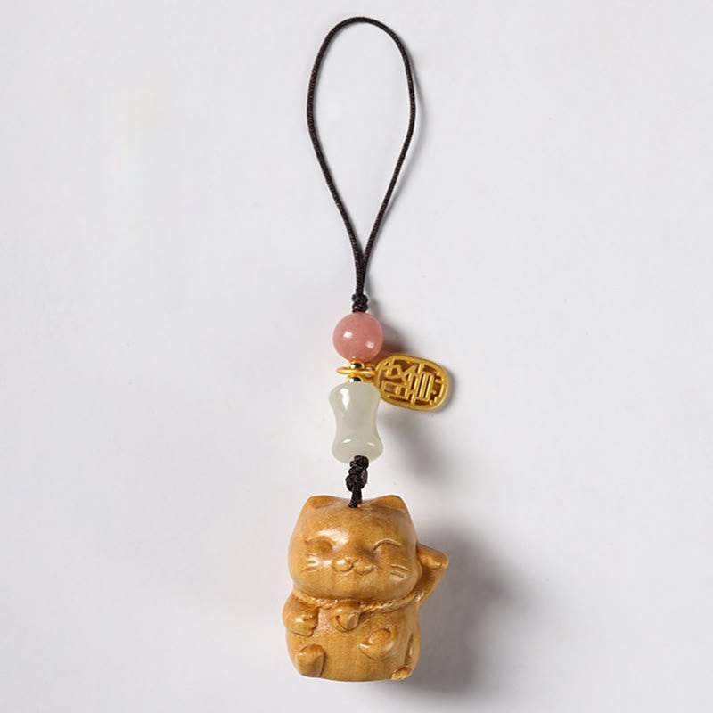 Buddha Stones, hoja pequeña, sándalo rojo, sándalo verde, sándalo, gato de la suerte, llavero protector, adorno colgante para teléfono. - Sándalo - Decoración para colgar el teléfono - image 19