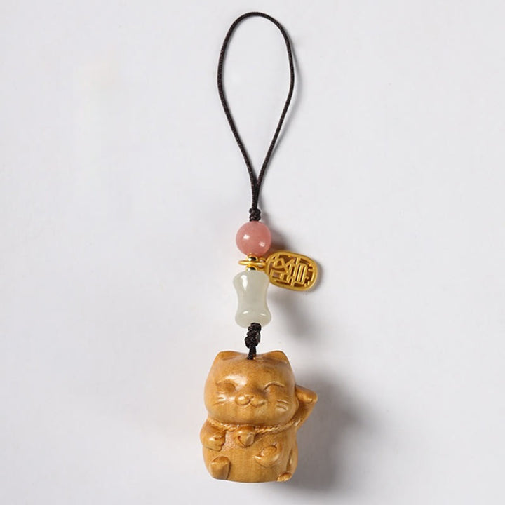 Buddha Stones, hoja pequeña, sándalo rojo, sándalo verde, sándalo, gato de la suerte, llavero protector, adorno colgante para teléfono. - Sándalo - Decoración para colgar el teléfono - image 19