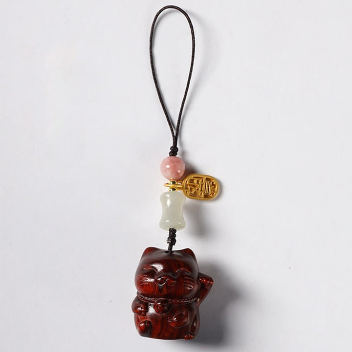 Buddha Stones, hoja pequeña, sándalo rojo, sándalo verde, sándalo, gato de la suerte, llavero protector, adorno colgante para teléfono. - Sándalo rojo de hoja pequeña - Decoración para colgar el teléfono - image 10
