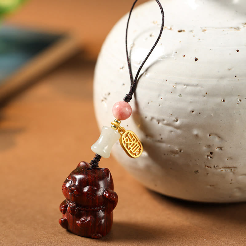 Buddha Stones, hoja pequeña, sándalo rojo, sándalo verde, sándalo, gato de la suerte, llavero protector, adorno colgante para teléfono. - image 11
