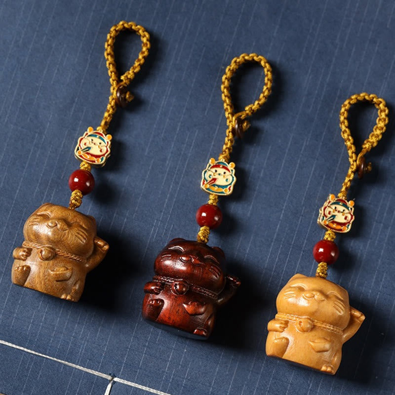 Buddha Stones, hoja pequeña, sándalo rojo, sándalo verde, sándalo, gato de la suerte, llavero protector, adorno colgante para teléfono. - image 2