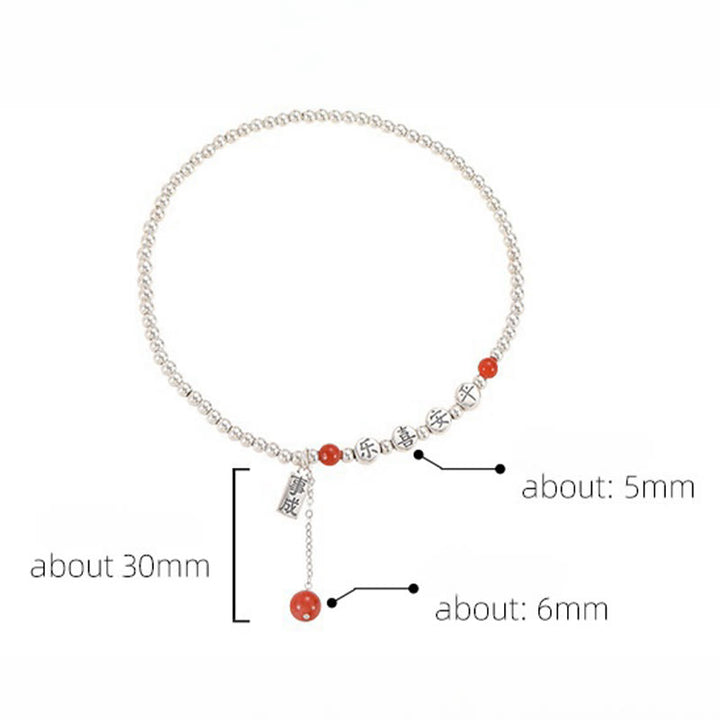 Tobillera con Buddha Stones en plata de ley 925, cuentas pequeñas de ágata roja, bendición de paz y alegría - image 13