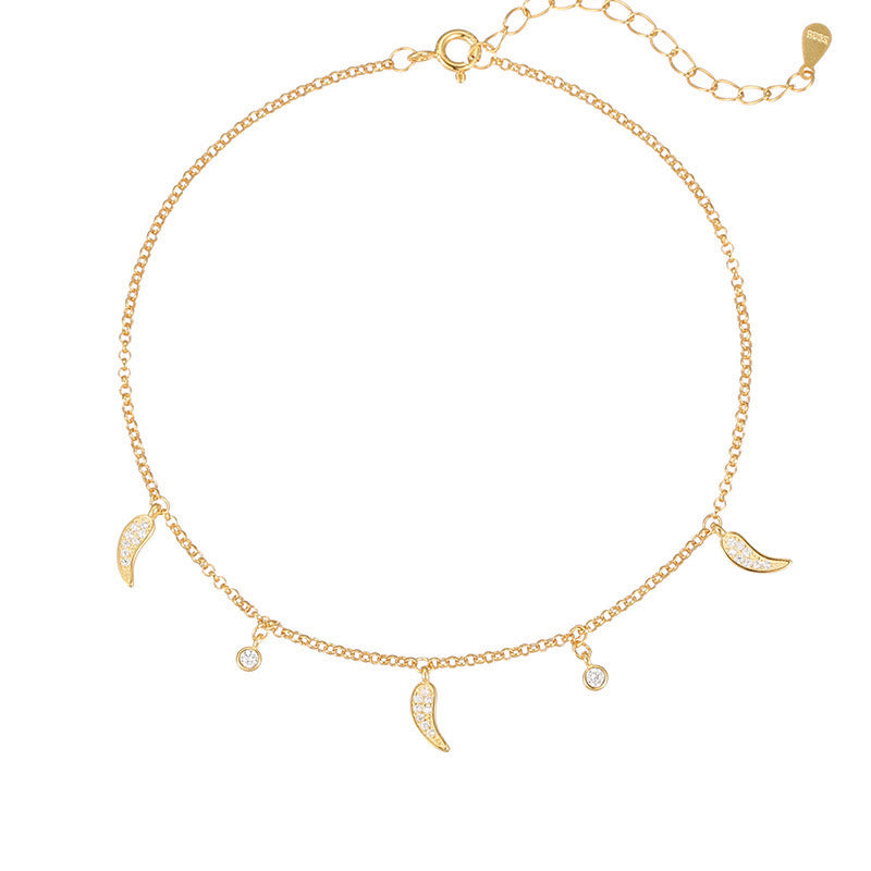 Tobillera de protección con dije de pimiento pequeño y circonitas de plata de ley 925 con Buddha Stones - image 9