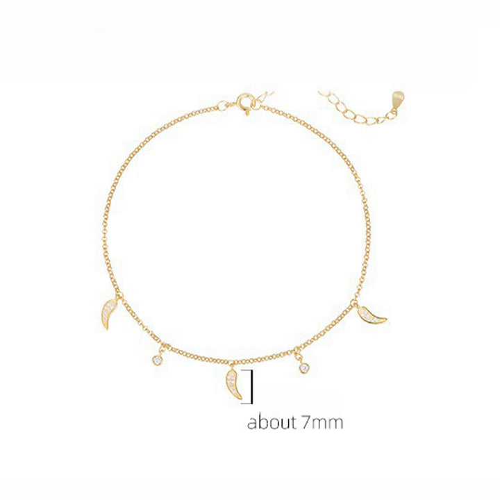 Tobillera de protección con dije de pimiento pequeño y circonitas de plata de ley 925 con Buddha Stones - image 8