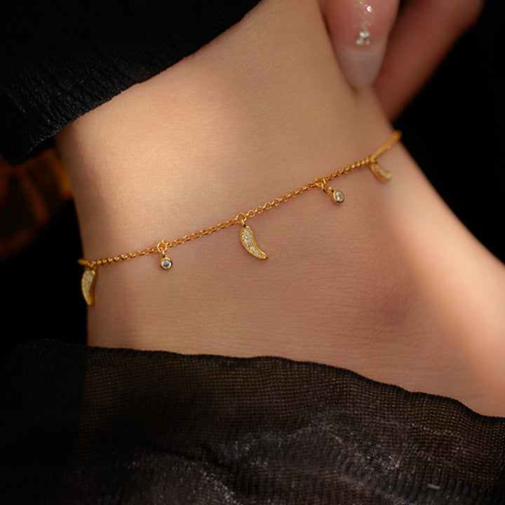 Tobillera de protección con dije de pimiento pequeño y circonitas de plata de ley 925 con Buddha Stones - image 5