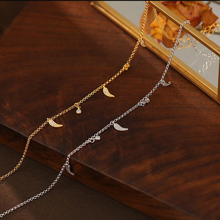Tobillera de protección con dije de pimiento pequeño y circonitas de plata de ley 925 con Buddha Stones - image 13
