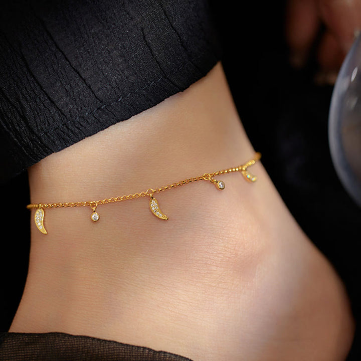 Tobillera de protección con dije de pimiento pequeño y circonitas de plata de ley 925 con Buddha Stones - image 3