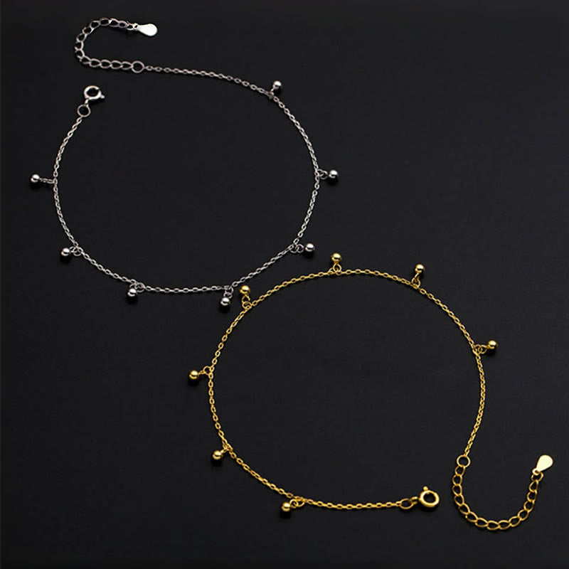 Tobillera con dije de bendición de cuentas pequeñas de plata de ley 925 con Buddha Stones - image 1