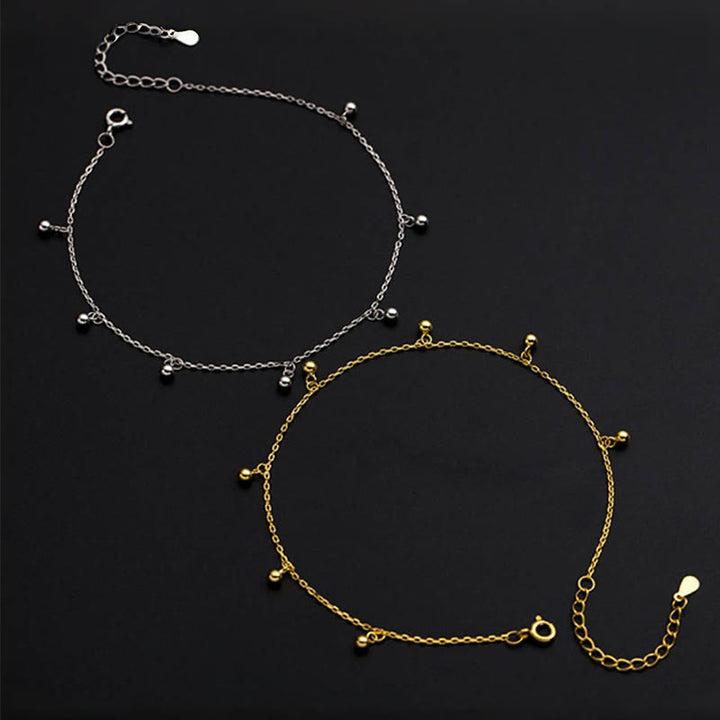 Tobillera con dije de bendición de cuentas pequeñas de plata de ley 925 con Buddha Stones - image 1