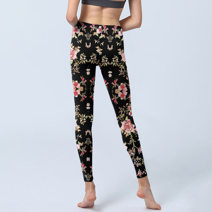 Leggings de yoga para mujer con estampado de hojas, rosas y piedras de Buddha Stones - image 6