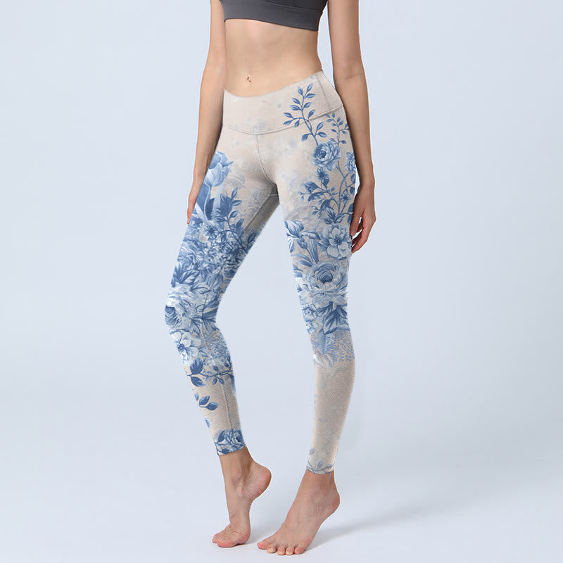 Leggings de yoga para mujer con estampado de margaritas y rosas de Buddha Stones - Trigo - US18，UK/AU22，EU50 (4XL) - image 1