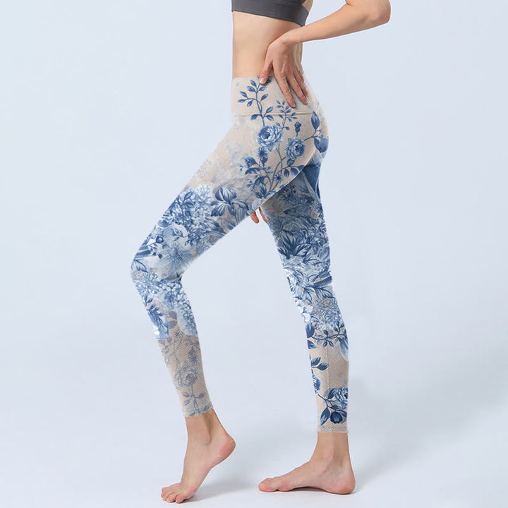 Leggings de yoga para mujer con estampado de margaritas y rosas de Buddha Stones - image 3