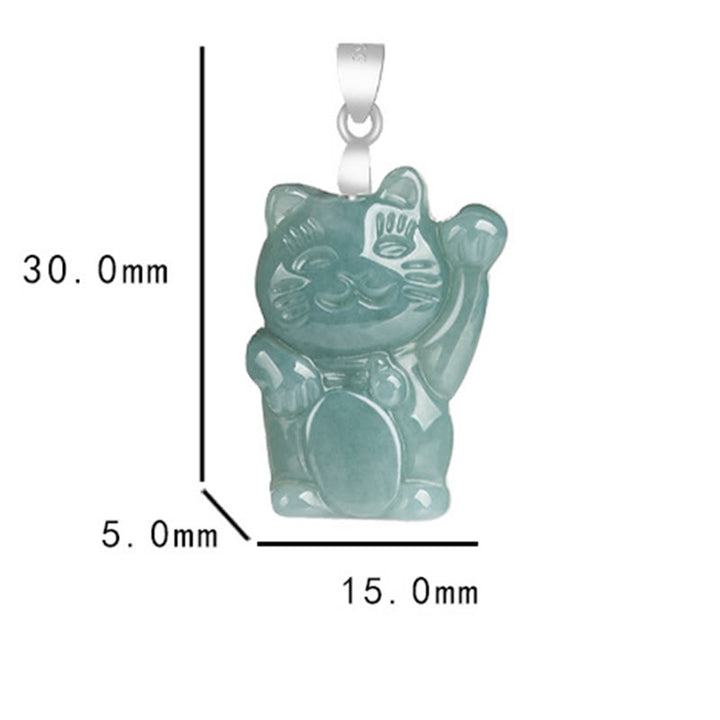 Collar con colgante de gato de la suerte de jade natural en plata de ley 925 con Buddha Stones y abundancia - image 6