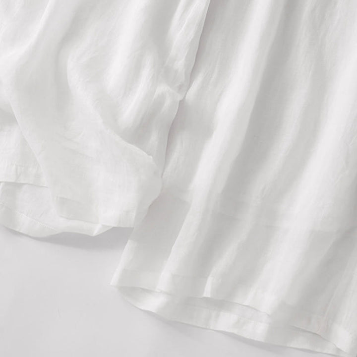 Pantalones anchos de lino y algodón de doble capa con bordado de Buddha Stones para mujer, con bolsillos