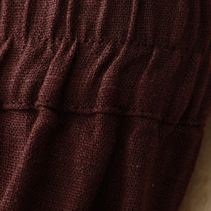 Pantalones anchos de lino con diseño sencillo e informal de verano para mujer con bolsillos con cremallera de Buddha Stones - image 29
