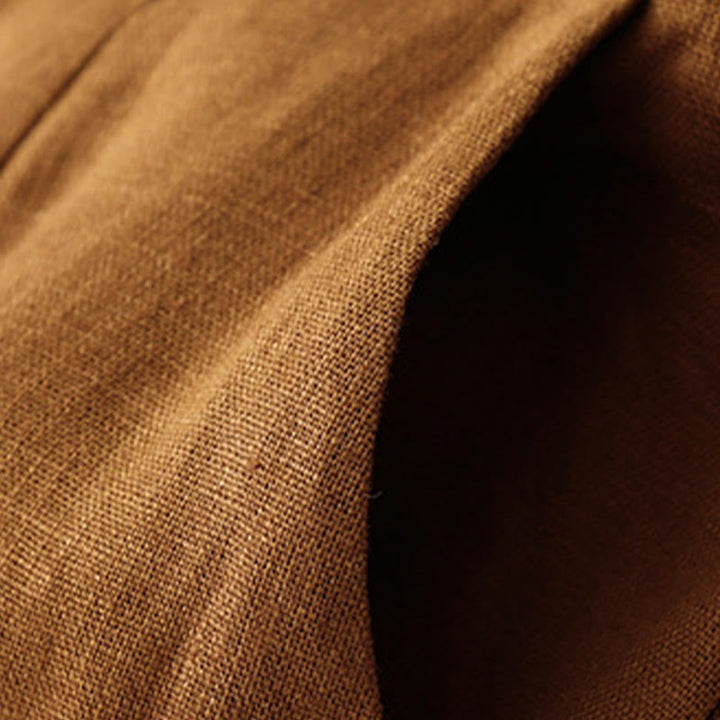 Pantalones anchos de lino con diseño sencillo e informal de verano para mujer con bolsillos con cremallera de Buddha Stones - image 35