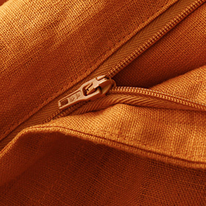 Pantalones anchos de lino con diseño sencillo e informal de verano para mujer con bolsillos con cremallera de Buddha Stones - image 25