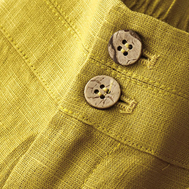 Pantalones anchos de lino con diseño sencillo e informal de verano para mujer con bolsillos con cremallera de Buddha Stones - image 53