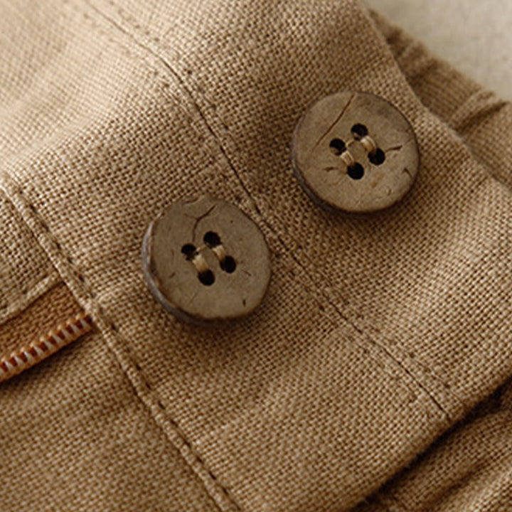 Pantalones anchos de lino con diseño sencillo e informal de verano para mujer con bolsillos con cremallera de Buddha Stones - image 40