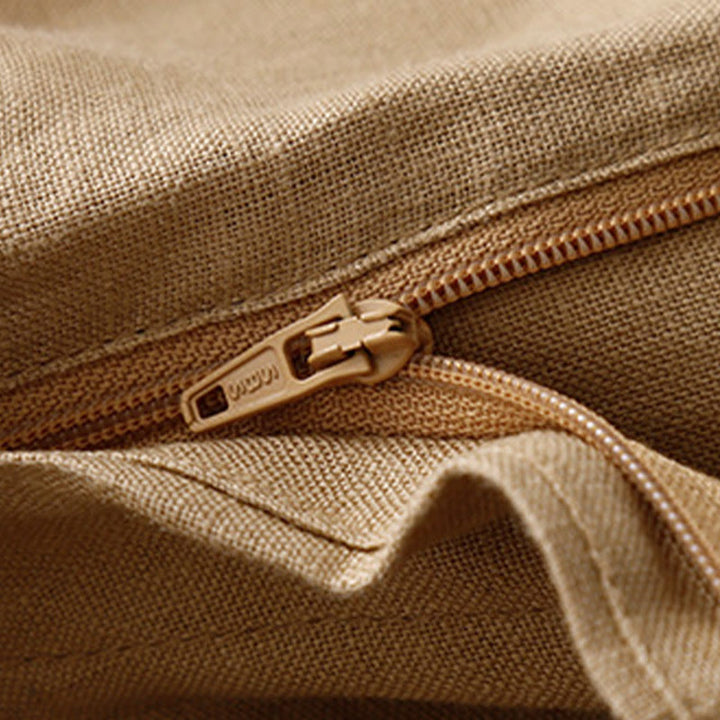 Pantalones anchos de lino con diseño sencillo e informal de verano para mujer con bolsillos con cremallera de Buddha Stones - image 42