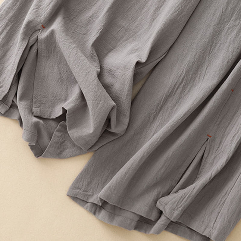 Pantalones de lino y algodón con diseño sencillo e informal de Buddha Stones para mujer, con aberturas laterales y bolsillos. - image 19