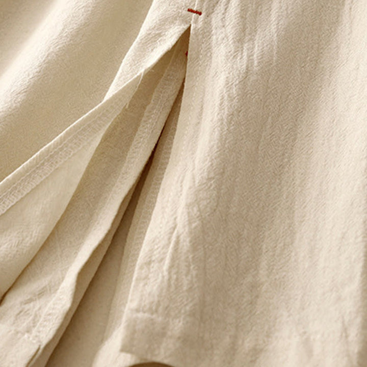 Pantalones de lino y algodón con diseño sencillo e informal de Buddha Stones para mujer, con aberturas laterales y bolsillos. - image 13