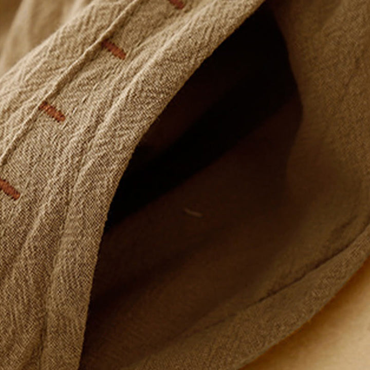 Pantalones de lino y algodón con diseño sencillo e informal de Buddha Stones para mujer, con aberturas laterales y bolsillos. - image 3