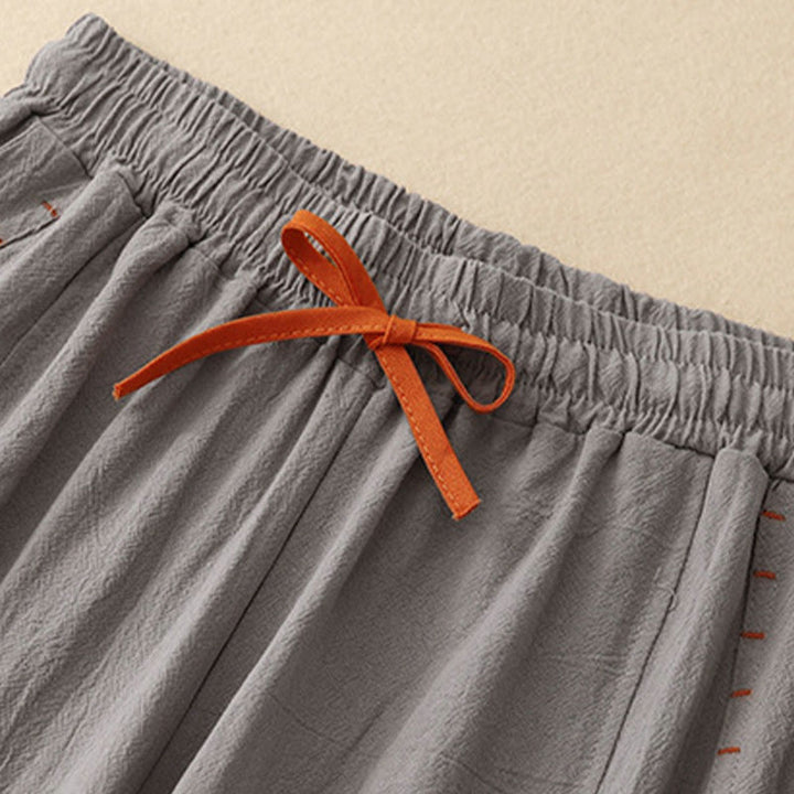 Pantalones de lino y algodón con diseño sencillo e informal de Buddha Stones para mujer, con aberturas laterales y bolsillos. - image 16