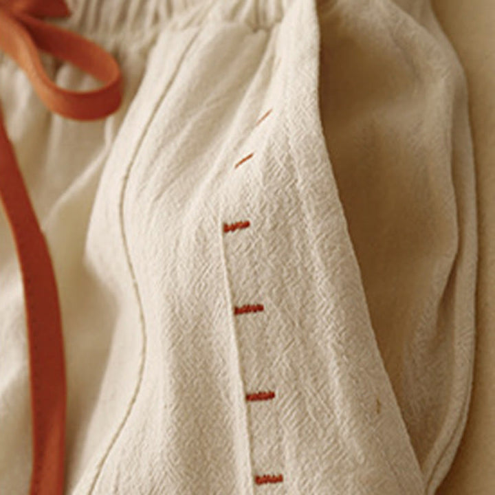 Pantalones de lino y algodón con diseño sencillo e informal de Buddha Stones para mujer, con aberturas laterales y bolsillos. - image 9