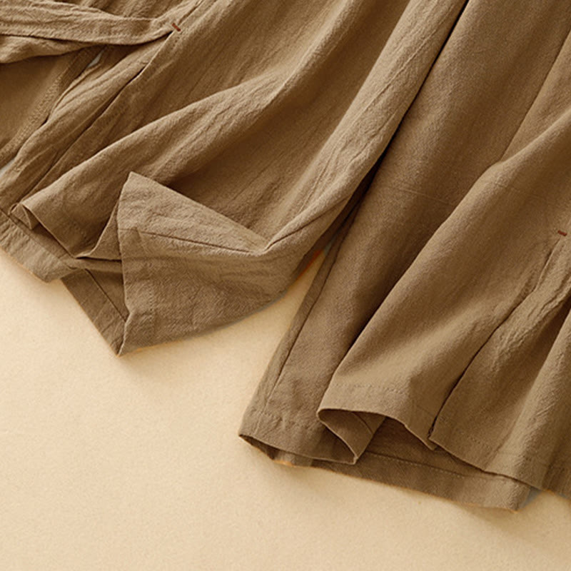 Pantalones de lino y algodón con diseño sencillo e informal de Buddha Stones para mujer, con aberturas laterales y bolsillos. - image 4