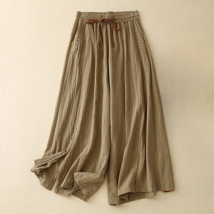 Pantalones anchos para mujer con diseño sencillo, cordón ajustable y bolsillos, estampado Buddha Stones. - Vara de oro oscura - US8-10，UK/AU12-14，EU40-42 (2XL) - image 0