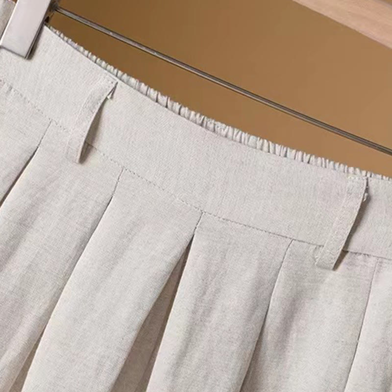 Pantalones anchos de algodón y lino para mujer, de Buddha Stones, informales, de verano, de color puro, de longitud 7-8 - image 10