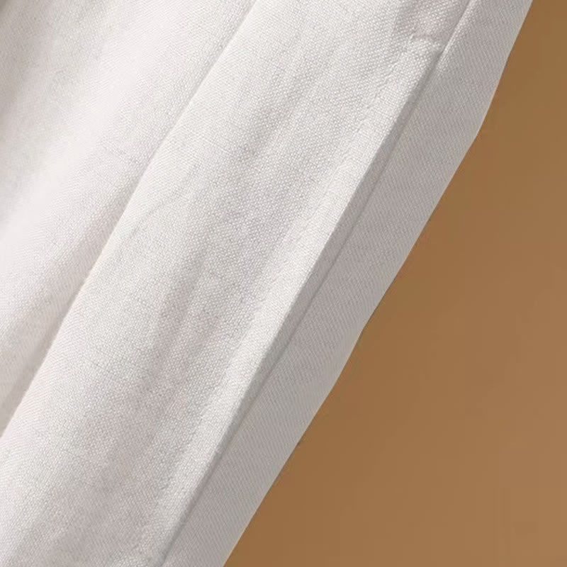 Pantalones anchos de algodón y lino para mujer, de Buddha Stones, informales, de verano, de color puro, de longitud 7-8 - image 11