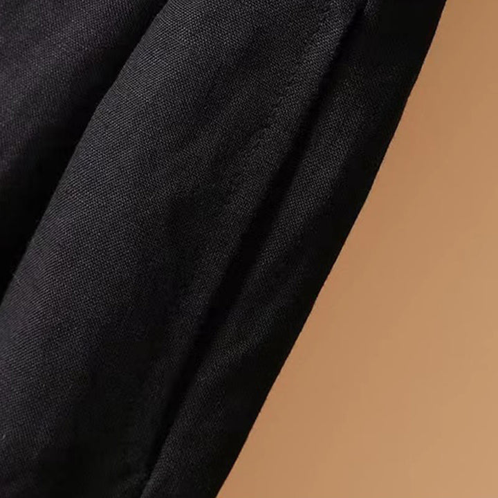 Pantalones anchos de algodón y lino para mujer, de Buddha Stones, informales, de verano, de color puro, de longitud 7-8 - image 19